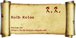 Kolb Kolos névjegykártya